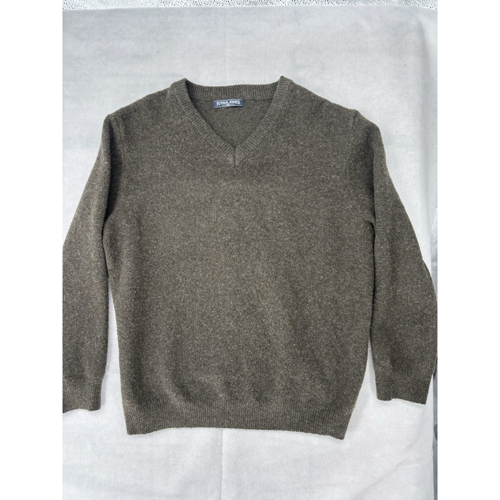Paul Jones V-Neck Olive Green Sweater Men's 2XL Wool Blend Grunge